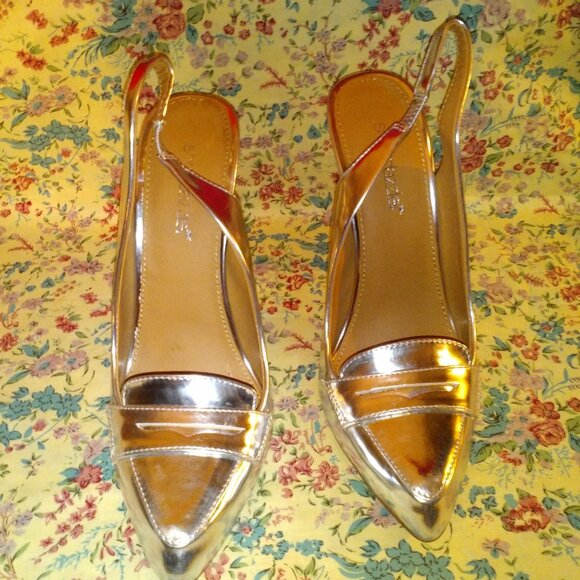Shoedazzle Shoes pump Slingback Silver metallic Sz 8 *New in box - Picture 7 of 8